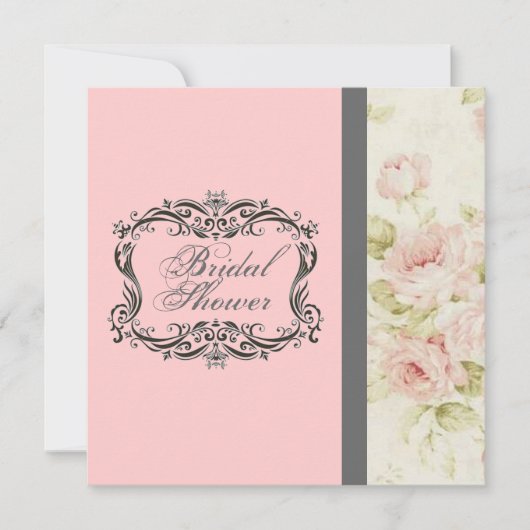 Chic  Roze Bloemen Bruids Douche Uitnodiging (Voorkant)