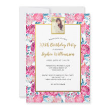 Chic roze bloemen elke leeftijd Foto Birthday Part