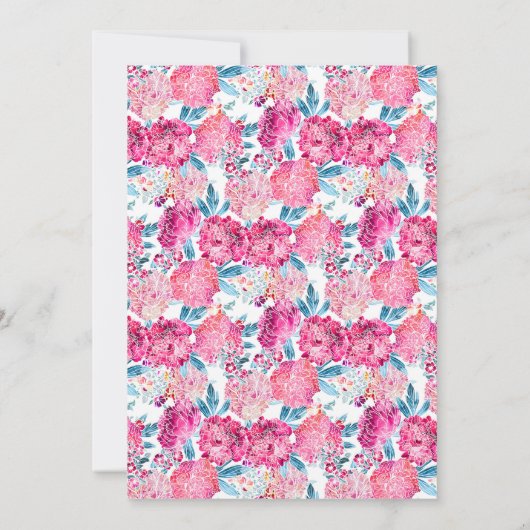 Chic roze bloemen elke leeftijd Foto Birthday Part Kaart (Achterkant)