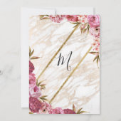 Chic Roze Bloemen Goud Marmeren Verjaardagsfeest Kaart (Achterkant)