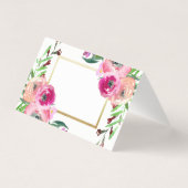 Chic Roze Bloemen Goud Wit Huwelijk Kaart (Achterkant)