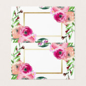 Chic Roze Bloemen Goud Wit Huwelijk Kaart (Buitenkant ongevouwen)