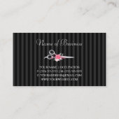 Chic Roze Bloemen Kapsalon Faux Zilveren Schaar Visitekaartje (Achterkant)