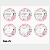 Chic Roze Bloemen Prinses Zilver Quinceañera XV Ronde Sticker (Vel)