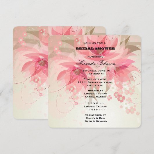 Chic  Roze Bloemen Vrijgezellenfeest Kaart (Voorkant / Achterkant)