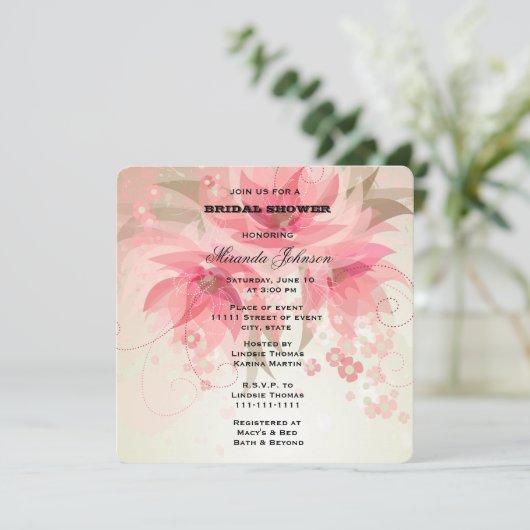 Chic  Roze Bloemen Vrijgezellenfeest Kaart (Staand voorkant)