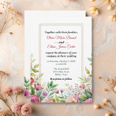 Chic Roze Blush Bloemen Paarse Waterverf bruiloft Kaart