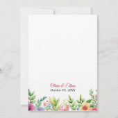 Chic Roze Blush Bloemen Paarse Waterverf bruiloft Kaart (Achterkant)
