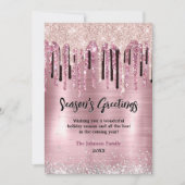 Chic Roze Blush Drips Nieuwjaar Kerstmis (Voorkant)