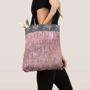 Chic roze Blush Hieroglyphs oog van Ra Tote Bag