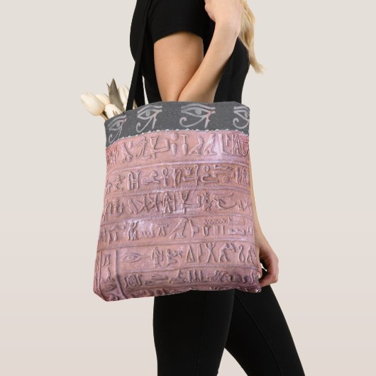 Chic roze Blush Hieroglyphs oog van Ra Tote Bag (Dichtbij)