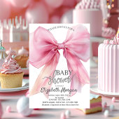 Chic Roze Bow Gestreept Baby shower Kaart