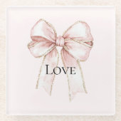 Chic  Roze Bow Glazen Onderzetter (Voorkant)