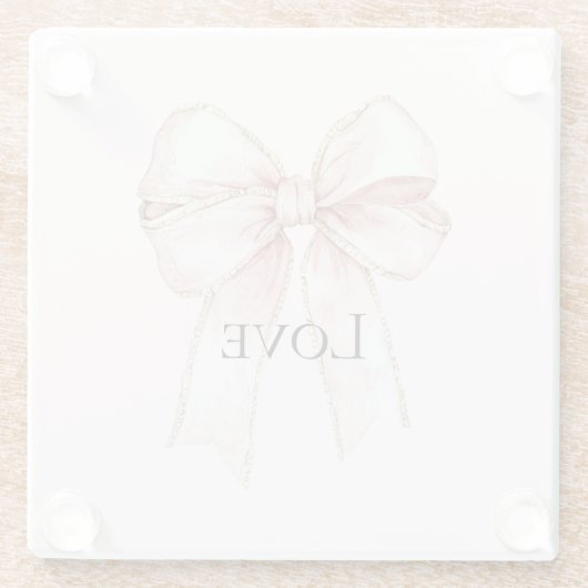 Chic  Roze Bow Glazen Onderzetter (Achterkant)