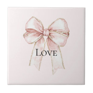 Chic  Roze Bow Tegeltje