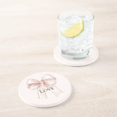 Chic  Roze Bow Zandsteen Onderzetter (Zijkant)