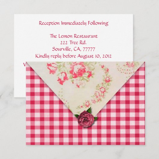 Chic Roze Bruiloft Receptie RSVP Kaart (Voorkant / Achterkant)