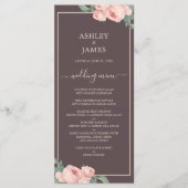 Chic  Roze Burgundy Wedding Menu (Voorkant)