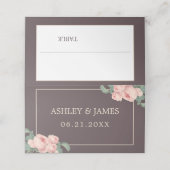 Chic  Roze Burgundy Wedding Plaatskaartje (Buitenkant ongevouwen)