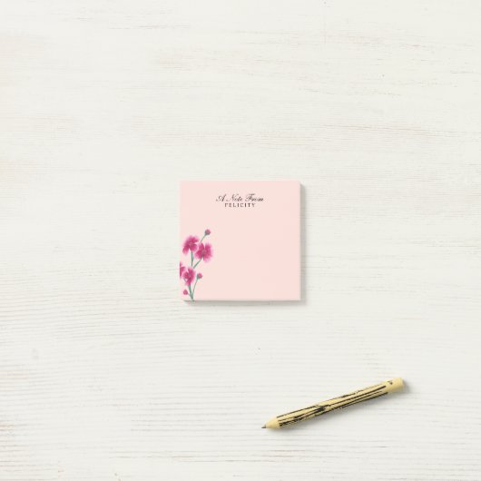Chic roze Cherry Blossom Florals Blush Pink Post-it® Notes (Op bureau)