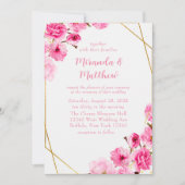 Chic roze Cherry Blossom Geometric Wedding Kaart (Voorkant)