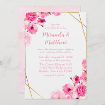 Chic roze Cherry Blossom Geometric Wedding