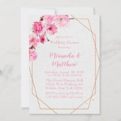 Chic roze Cherry Blossom Geometric Wedding Shower Kaart (Voorkant)