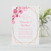 Chic roze Cherry Blossom Geometric Wedding Shower Kaart (Staand voorkant)