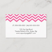 Chic roze chevron patroonprofiel rokkaart contactkaartje (Achterkant)