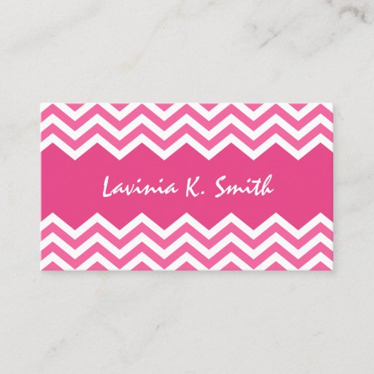 Chic roze chevron patroonprofiel rokkaart contactkaartje (Voorkant)
