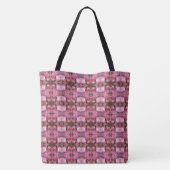 Chic roze cirkels Monogrammed Canvas tas (Achterkant)