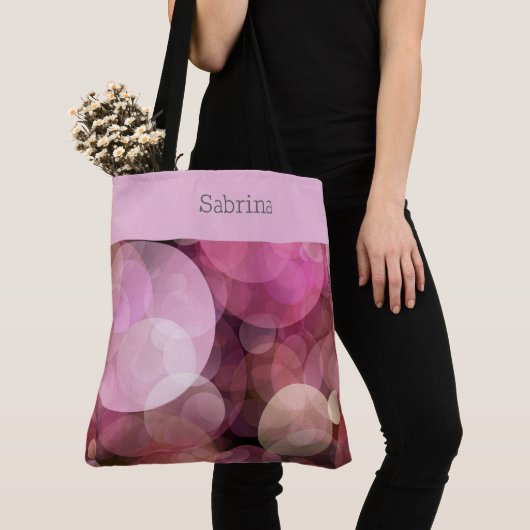 Chic roze cirkels Monogrammed Canvas tas (Dichtbij)