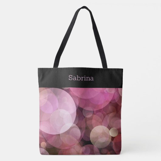 Chic roze cirkels Monogrammed Canvas tas (Voorkant)