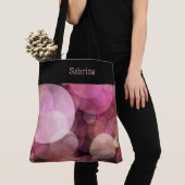 Chic roze cirkels Monogrammed Canvas tas (Dichtbij)