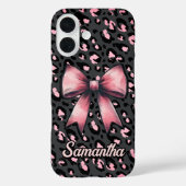 Chic Roze Coquette Luipaardprint Monogram Case-Mate iPhone Case (Achterkant)