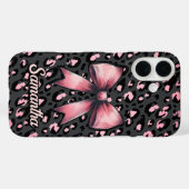 Chic Roze Coquette Luipaardprint Monogram Case-Mate iPhone Case (Achterkant (horizontaal))