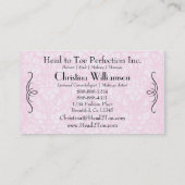 Chic roze Damask Rhinestones Visitekaartje (Achterkant)