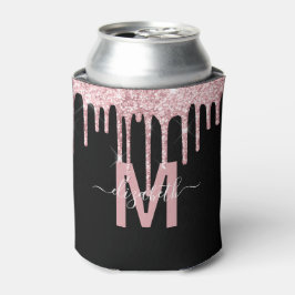 Chic roze Driving Glitter Monogram Naam Blikjeskoeler
