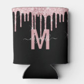 Chic roze Driving Glitter Monogram Naam Blikjeskoeler (Achterkant)
