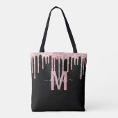 Chic roze Driving Glitter Monogram Naam Tote Bag (Achterkant)
