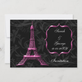 chic roze eiffel tower Paris trouwuitnodiging Kaart