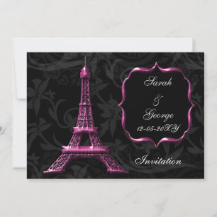 chic roze eiffel tower Paris trouwuitnodiging Kaart