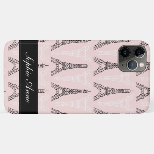 Chic roze Eiffel Tower Patroon Case-Mate iPhone Case (Achterkant (horizontaal))