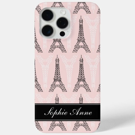 Chic Roze Eiffeltoren patroon Case-Mate iPhone Case (Achterkant)