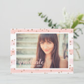 Chic roze en Gold Striped Afstuderen partijkaarten Kaart (Staand voorkant)