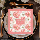 Chic Roze en Gouden Bloemen Napkin Custom Name Servet