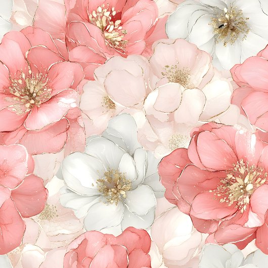 Chic Roze en Gouden Bloemen Napkin Custom Name Servet