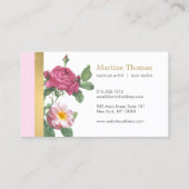 Chic Roze en Gouden  Bloemen Visitekaartje (Achterkant)