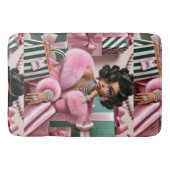 Chic roze en groen badmat (Voorkant)