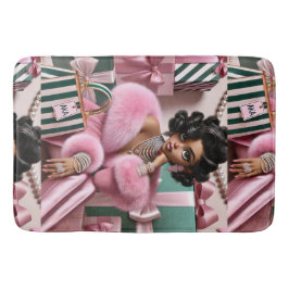 Chic roze en groen badmat